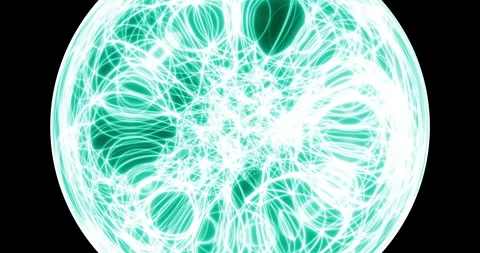 An abstract luminous sphere demonstrates the dynamic motion of particles. Stock-Footage 332622755