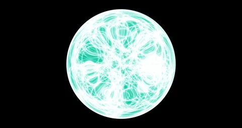 An abstract luminous sphere demonstrates the dynamic motion of particles. Stock Footage 332622953