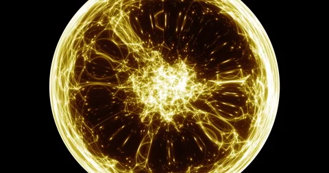 An abstract luminous sphere demonstrates the dynamic motion of particles. Video stock 332623211