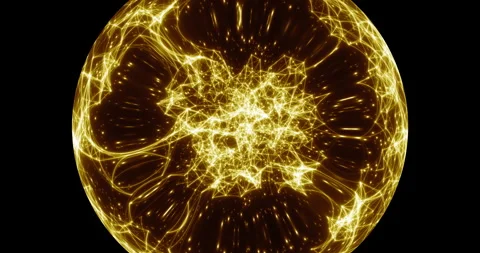 An abstract luminous sphere demonstrates the dynamic motion of particles. Stock-Footage 332624053