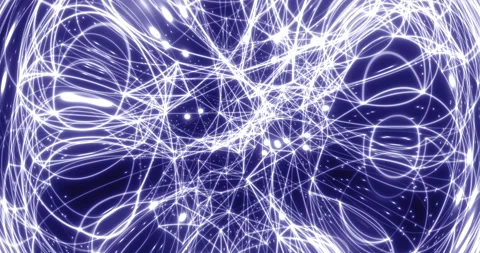 An abstract luminous sphere demonstrates the dynamic motion of particles. Stock-Footage 332625252