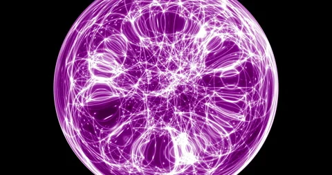 An abstract luminous sphere demonstrates the dynamic motion of particles. Stock Footage 332625347