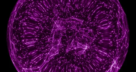 An abstract luminous sphere demonstrates the dynamic motion of particles. Vídeo Stock 332626387