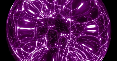 An abstract luminous sphere demonstrates the dynamic motion of particles. Stock Footage 332627421