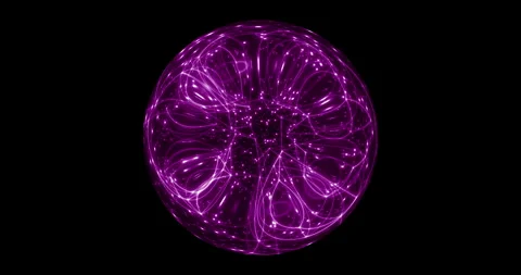 An abstract luminous sphere demonstrates the dynamic motion of particles. Video stock 332765362