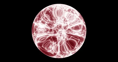 An abstract luminous sphere demonstrates the dynamic motion of particles. Video stock 332775523