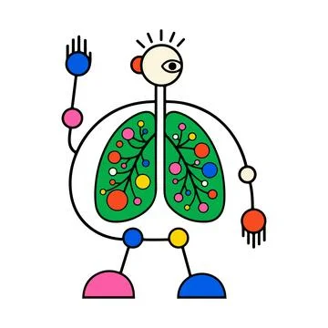 Abstract Lung Robot Stock Illustration