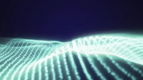 Abstract luxurious background with blue digital fractal light wave Stock Footage 262157598