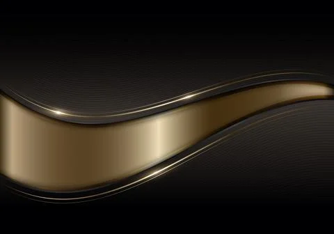 Abstract luxury background black and golden wave lines with light effect Stock Illustration