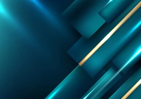 Abstract luxury background blue emerald stripes diagonal with golden lines an Stock Illustration