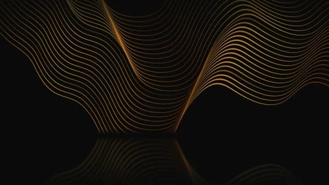 Abstract luxury background with golden wavy lines and reflection on black Stock Footage 337170961