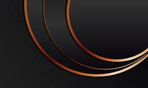 Abstract luxury with black rounded shape and golden lines texture background Illustrazione stock