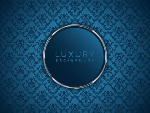 Abstract luxury blue pattern with siver lined circle background Illustrazione stock