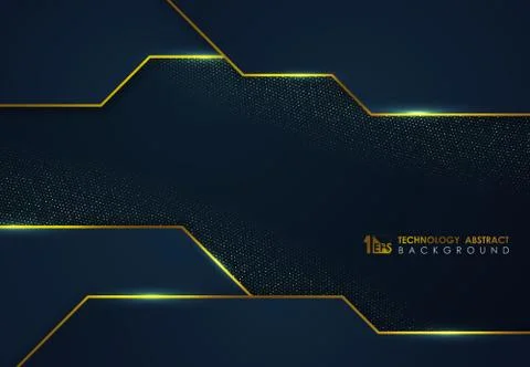 Abstract luxury blue tech design template with gold design decoration Stock-Illustration