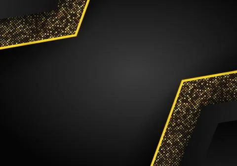 Abstract Luxury dark overlap dimension background on metal pattern. golden gl Stock Illustration