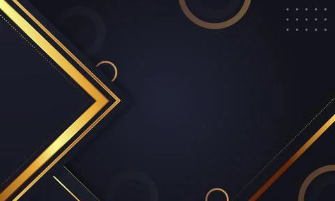 Abstract luxury geometric diagonal shape with gold stripes lines on dark blue. Stock Illustration