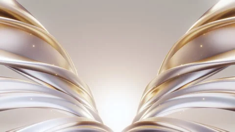 Abstract Luxury Gold and Chrome Ribbon Spiral Waves 3D Motion Video Loop Stock Footage 346517034