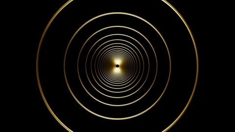 Abstract Luxury Gold Concentric Circle Tunnel Loop Stock Footage 340179064