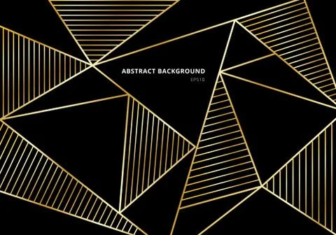 Abstract luxury gold polygonal pattern on black background. Beautiful templat Stock Illustration