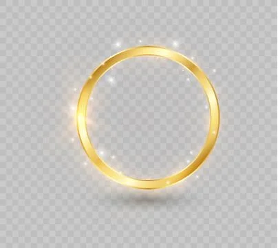 Abstract luxury golden ring. Vector light circles and spark light effect. Stock Illustration