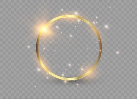 Abstract luxury golden ring. Vector light circles and spark light effect. Stock Illustration