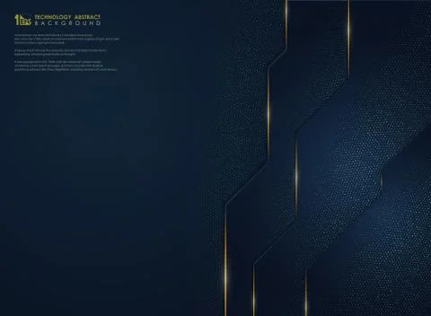 Abstract luxury gradient blue technology with gold glitters background. Stockillustratie