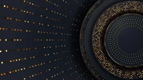 Abstract luxury pattern on dark blue with gold dot background.  Golden part.. Stock Illustration