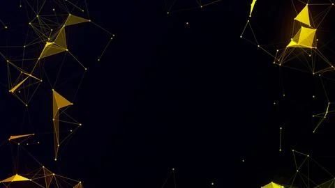 Abstract luxury plexus lines, dots, triangles. Navy blue gold business presen Illustrazione stock