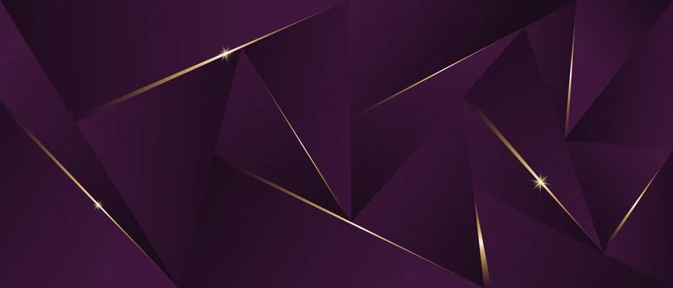 Abstract luxury polygonal pattern, dark purple with gold Stock Illustration