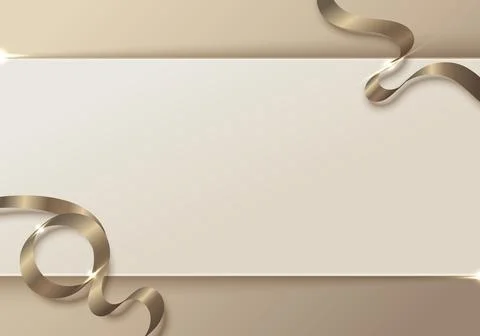 Abstract luxury template background 3D golden ribbon curly lines overlapping Stock Illustration