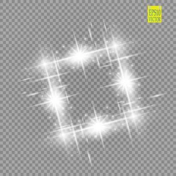 Abstract luxury white vector light flare spark light effect. Sparkling glowing Stock-Illustration