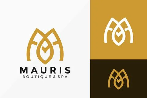 Abstract M Leaf Logo Icon Vector Design. Luxury, simple, minimal and elegant  스톡 일러스트