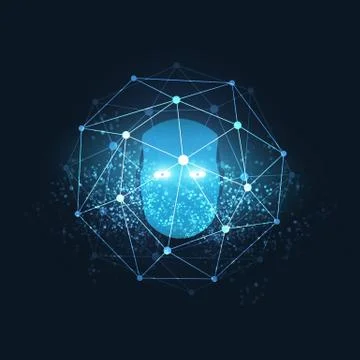 Abstract Machine Learning, Artificial Intelligence and Neural Networks Design Co Stock Illustration