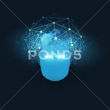 Abstract Machine Learning, Artificial Intelligence and Neural Networks Design Co Stock Illustration