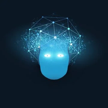Abstract Machine Learning, Artificial Intelligence and Neural Networks Design Stock Illustration