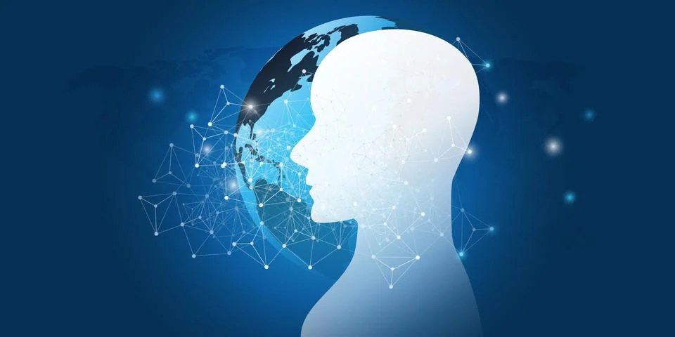 Abstract Machine Learning, Artificial Intelligence, Cloud Computing and Net.. 스톡 일러스트