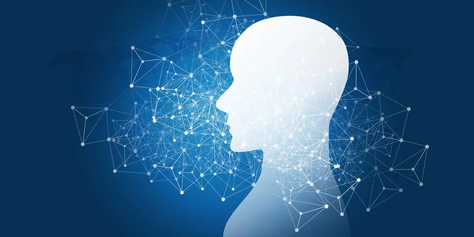 Abstract Machine Learning, Artificial Intelligence, Cloud Computing and Net.. Stock Illustration