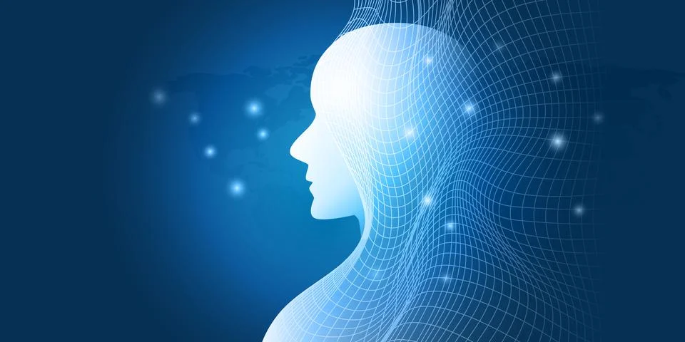 Abstract Machine Learning, Artificial Intelligence, Cloud Computing and Net.. Illustrazione stock