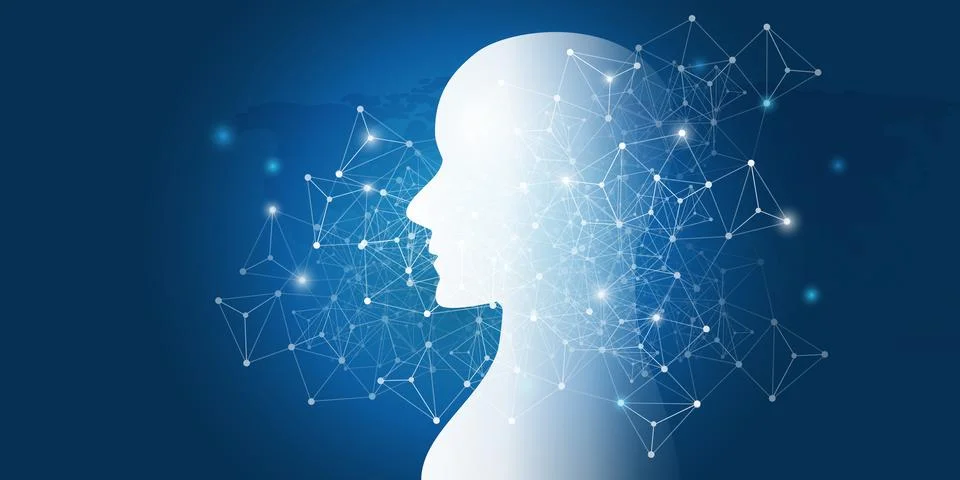 Abstract Machine Learning, Artificial Intelligence, Cloud Computing and Net.. Stock Illustration