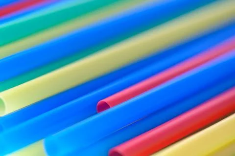 Abstract Macro Angle of Parallel Multicolored Plastic Tubes Stock Photos