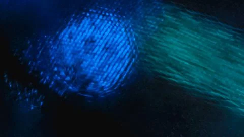Abstract macro bokeh light through fabric, blue and teal circular pattern b.. Stock Photos
