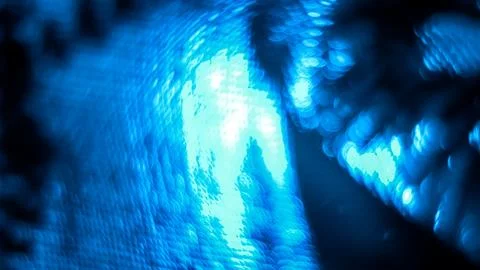 Abstract macro bright blue crystal light texture, glowing ice-like pattern .. Stock Photos