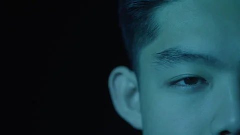 Abstract Macro Close-up of Colorful Studio Lights Reflecting over Diverse Young Stock Footage 270306308