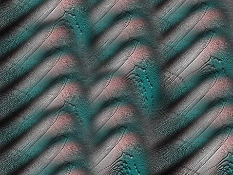 Abstract macro close-up of textured teal and pink ridges forming organic wa.. Stock Illustration