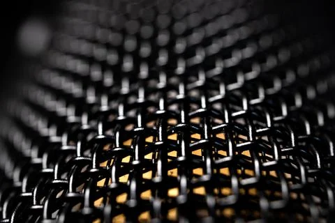 Abstract Macro Closeup of Large Diaphragm Condenser Microphone Grill Texture  Stock Photos