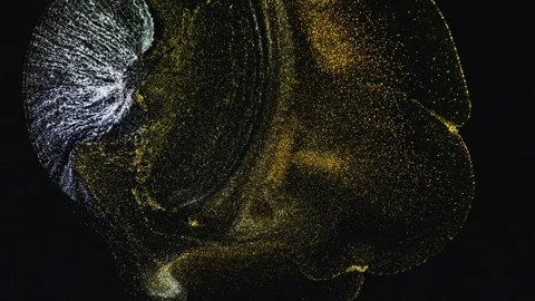 Abstract macro fluid art with shimmering metallic swirls and biological organic Stock Footage 331602254