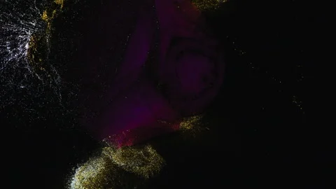 Abstract macro fluid art with shimmering metallic swirls and biological organic Stock Footage 331602616
