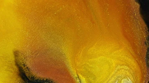 Abstract macro fluid art with shimmering metallic swirls and organic textures Stock Footage 331603514