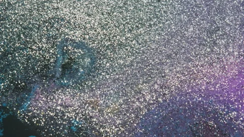Abstract macro fluid art with shimmering swirling motion and diverse organic Stock Footage 331698069