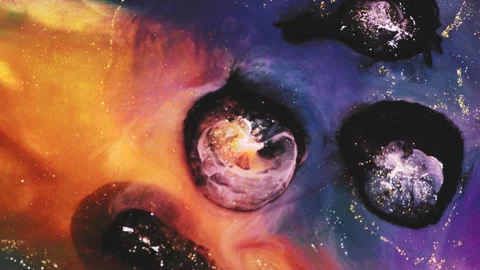 Abstract macro fluid art with vibrant organic motion and liquid textures Stock Footage 331577379